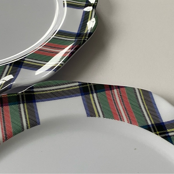 ASPEN HOME Tartan Plaid Dinner Plate Set of 4 Dinner 10.5” Melamine MINT Cond - Picture 15 of 16